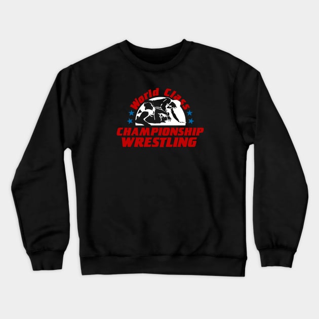 WCCW World Class Championship Wrestling Full Color Logo Crewneck Sweatshirt by Authentic Vintage Designs